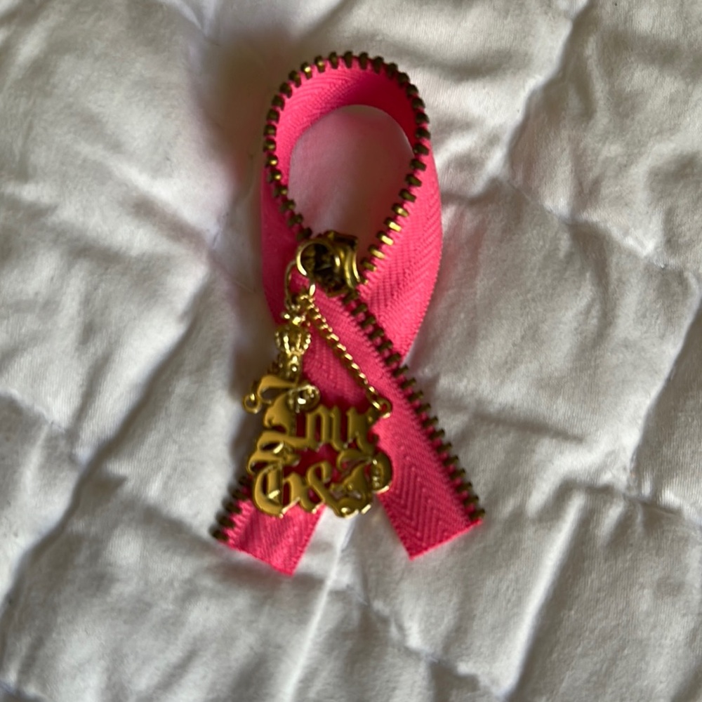 SALE JUICY COUTURE Pink Perfume Bottle Accessory with Gold Charm and Zipper